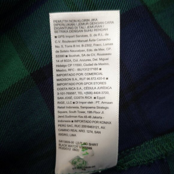 Old Navy Ladies Size XS Navy & Green Plaid Button Front Made in India Dress - Picture 6 of 9